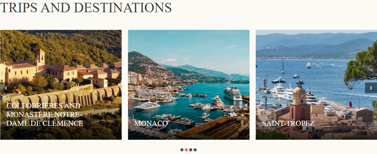 Local travel recommendations section on the Villa Grimaud website